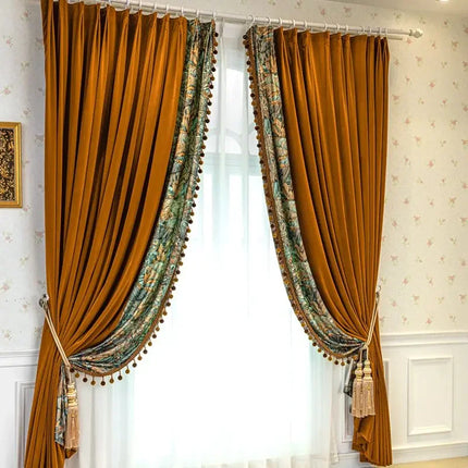American Oil Painting Velvet Curtains - Thickened, Custom Fit for Livi