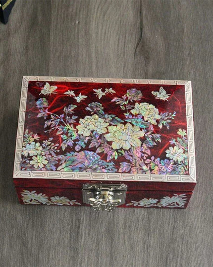 Lustrous Abalone Inlay Jewelry Organizer - Artisan Lacquered Box for Women