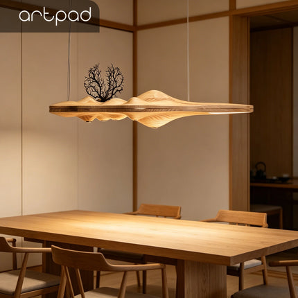Light Up Your World Solid Wood LED Pendant Light - Modern Chandelier f