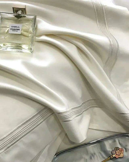 Elegant Egyptian Cotton Embroidered Duvet Cover Set, Premium Hotel-Quality Bedding with Bed Sheet and Pillowcases, Solid Color Luxury Collection