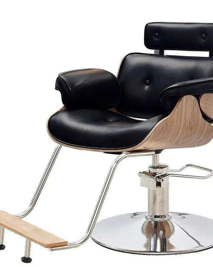 Chic Walnut Leather Adjustable Salon Styling Chair