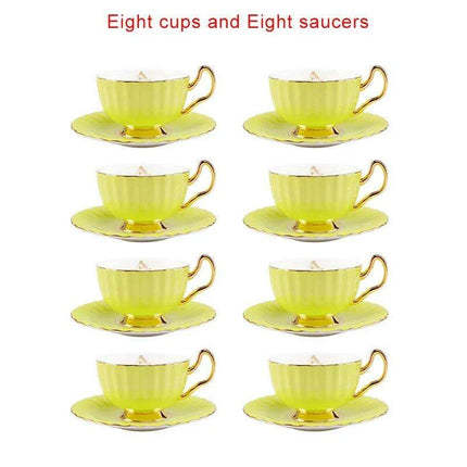 Elegant Heritage: Exquisite Bone China Tea and Coffee Set with 24K Gold Accents