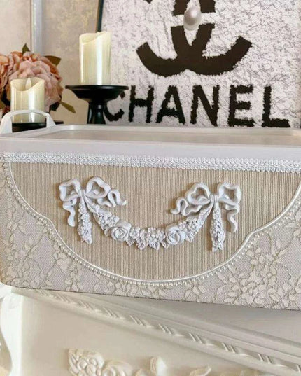 Elegant Leather Tissue Organizer with Stylish Bow - Chic Storage Solution for Home and Office