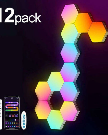 RGB Hexagonal Music Sync Wall Panels - Transform Your Space with Dynamic Lighting for Gaming and Relaxation
