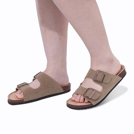 Comwarm Fashion Women's Suede Mules Slippers Men Clogs Cork Insole Sandals With Arch Support Outdoor Beach Slides Home Shoes comwarm-fashion-womens-suede-mules-slippers-men-clogs-cork-insole-sandals-with-arch-support-outdoor-beach-slides-home-shoes
