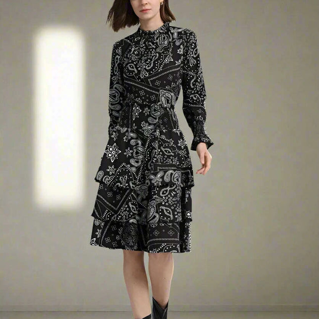 Cotton Paisley Print Top and Knee-Length Skirt Ensemble