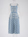 Chic Embroidered Denim Evening Gown with Diamond Detailing - Summer 2024 Edition