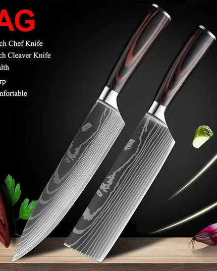 Exquisite Damascus Steel Chef Knife Collection - 1-10Pcs Japanese Santoku and Utility Knives for Culinary Excellence