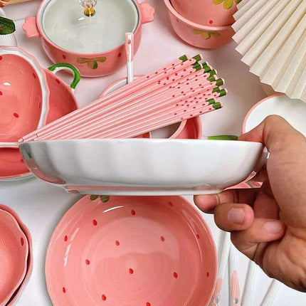 Sustainable Strawberry-Themed Ceramic Chopsticks - Stylish Non-Slip Utensils for Asian Dining
