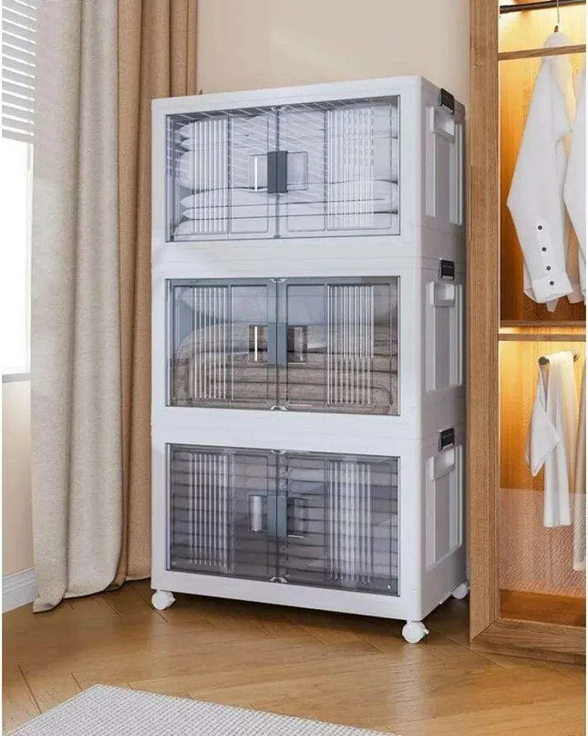 48-Quart Mobile Foldable Storage Bins with Dual Access - Ideal for Home Organization, RV Travel, and Outdoor Adventures