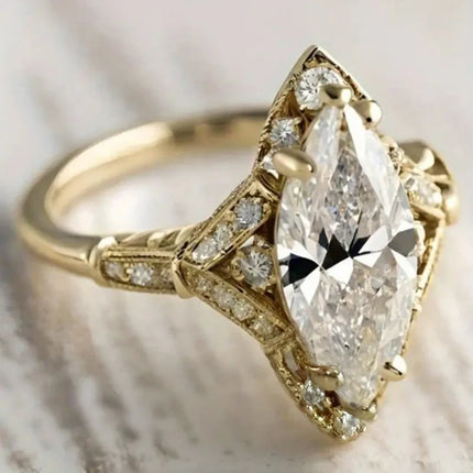 Huitan Sparkling Cubic Zirconia Engagement Ring - Elegant Wedding Jewe