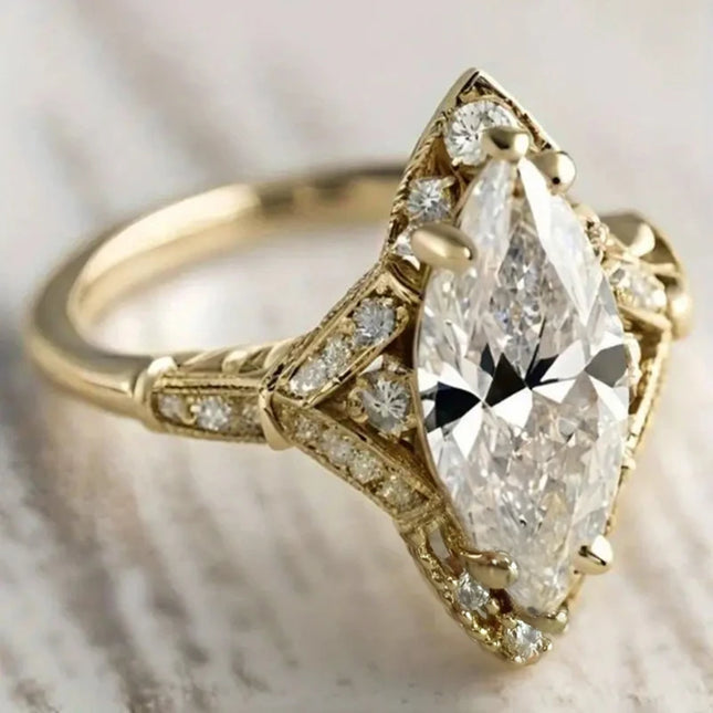 Huitan Sparkling Cubic Zirconia Engagement Ring - Elegant Wedding Jewe