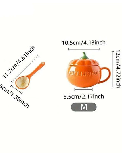 Adorable Kawaii Pumpkin Ceramic Mug Set - Perfect Halloween Drinkware for Soups and Beverages