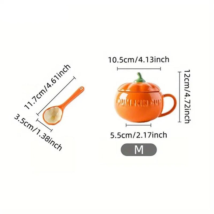 Adorable Kawaii Pumpkin Ceramic Mug Set - Perfect Halloween Drinkware for Soups and Beverages