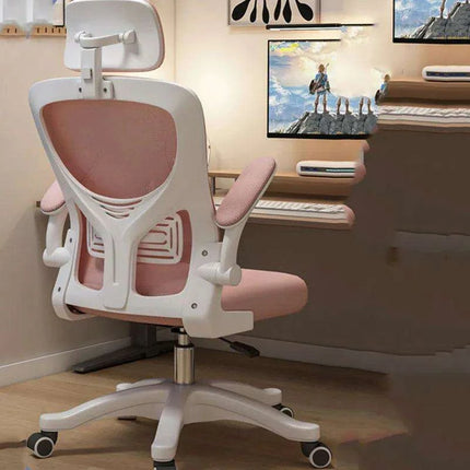 Stylish Pink Ergonomic Massage Swivel Chair for Gaming and Office Use