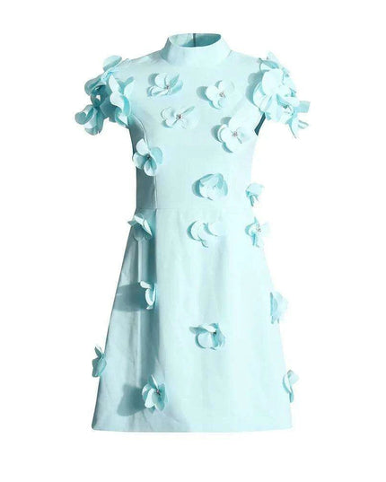 Chic Women's High-Waisted Mini Dress with Distinctive Patchwork and Embellishments