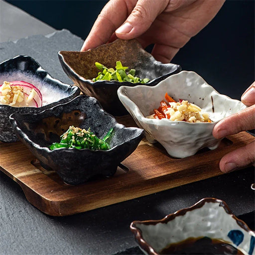 Japanese Artisan Ceramic Snack Plate Set - Exquisite Tableware for Gourmet Pleasures