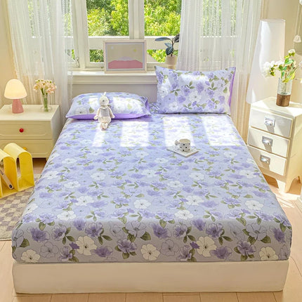 Housewear Cotton Fitted Sheet - Soft, Comfortable, Elastic Band, Print