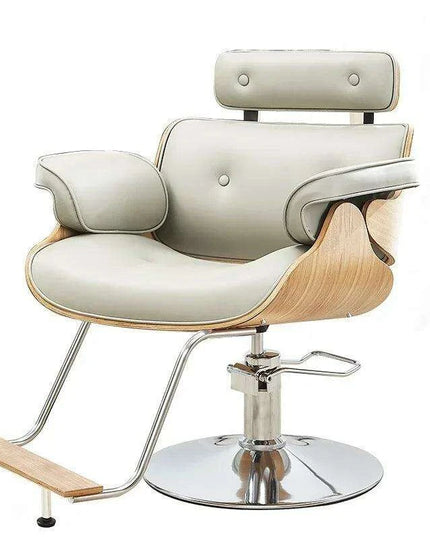 Chic Walnut Leather Adjustable Salon Styling Chair