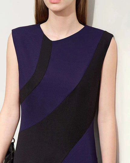 Summer Sleeveless A-line Midi Dress - Slim Fit Office Essential for Women