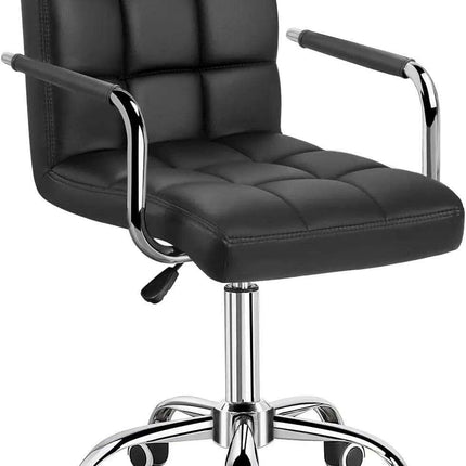 Sleek Adjustable Ribbed PU Leather Office Chair with Stylish Geometric Accents
