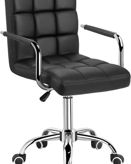 Sleek Adjustable Ribbed PU Leather Office Chair with Stylish Geometric Accents