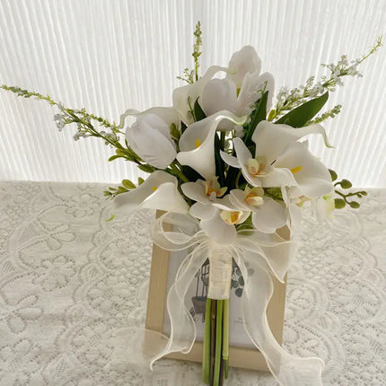 Favor Wedding Store White Artificial Calla Lily Bouquet - Elegant Brid