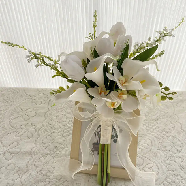 Favor Wedding Store White Artificial Calla Lily Bouquet - Elegant Brid