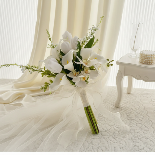 Favor Wedding Store White Artificial Calla Lily Bouquet - Elegant Brid