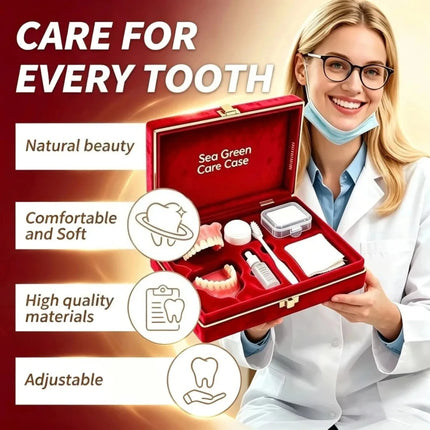 Shop1105480139 Premium Silicone Full-Mouth Dentures Set with Storage B