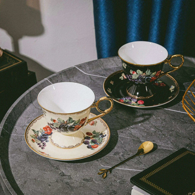 Elegant Gold-Accented Bone China Coffee Cup Set