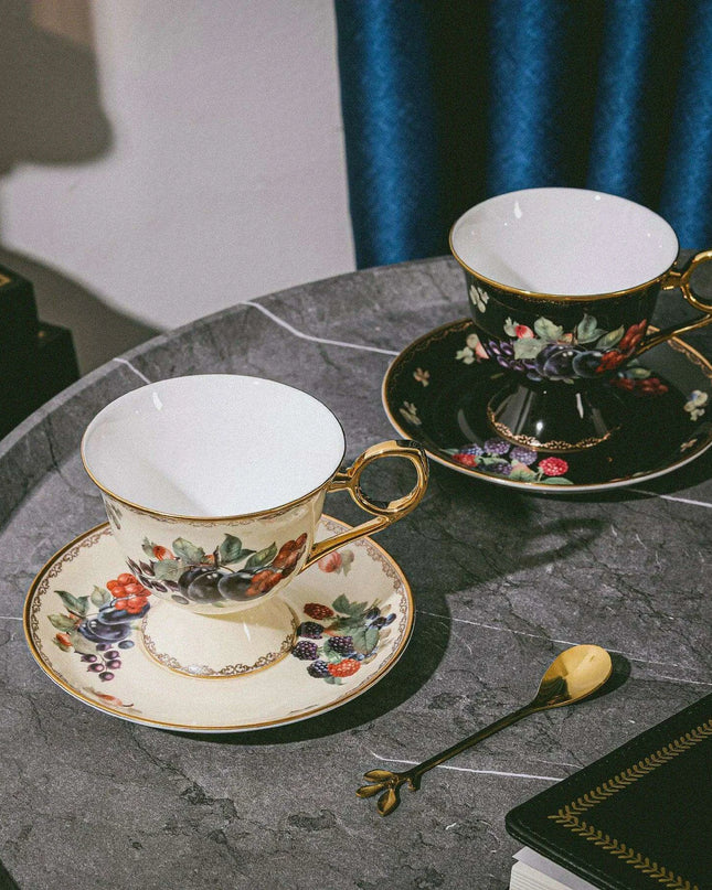 Elegant Gold-Accented Bone China Coffee Cup Set