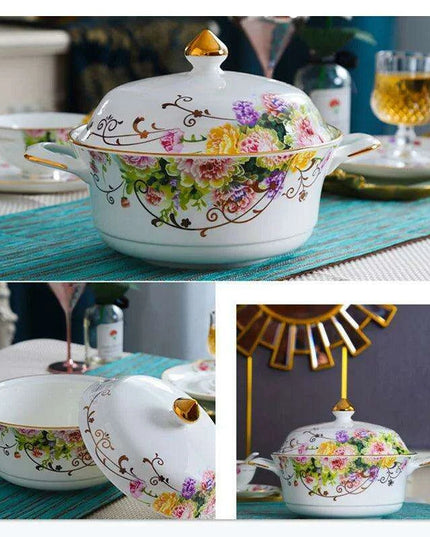 Luxurious 60-Piece European Bone China Dinnerware Set with Complete Cutlery