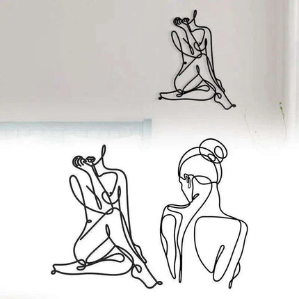 Sculptural Female Form Metal Wire Wall Art for Modern Home Ambiance