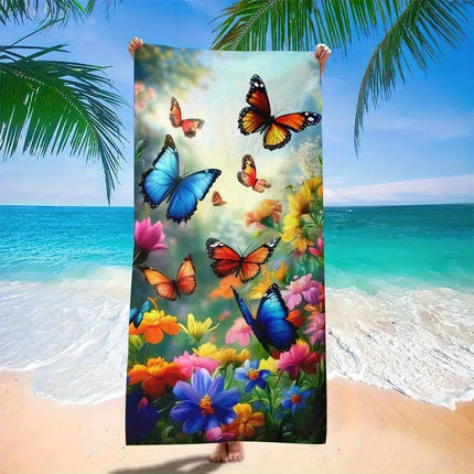 A20MaoX Tropical Floral & Striped Beach Towel - Super Absorbent & Quic