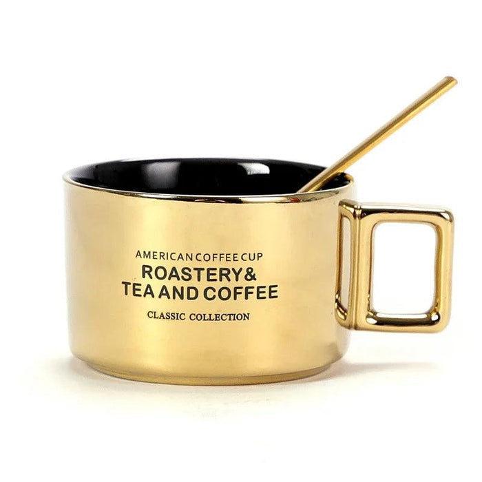 Luxurious Hand-Painted European Ceramic Coffee Mug Set with Gold Detailing - 110ml