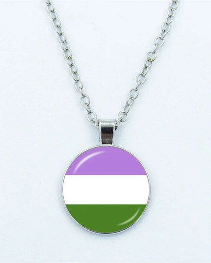 Vibrant Customizable Rainbow Glass Pendant Necklace for Love and Pride Celebration