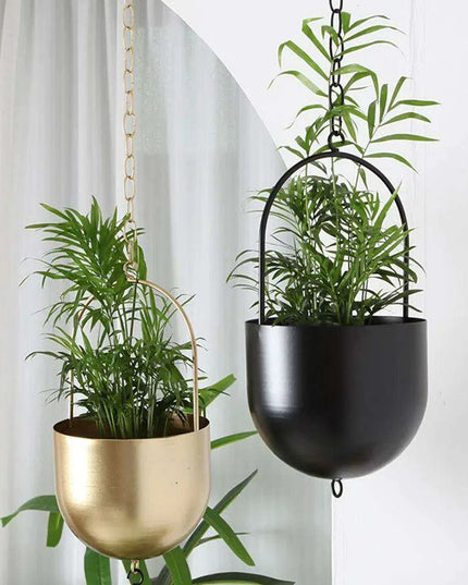 Chic Metal Hanging Planter - Stylish Accent for Home and Garden