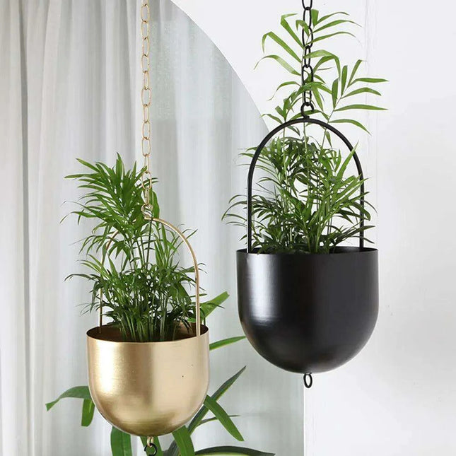 Chic Metal Hanging Planter - Stylish Accent for Home and Garden