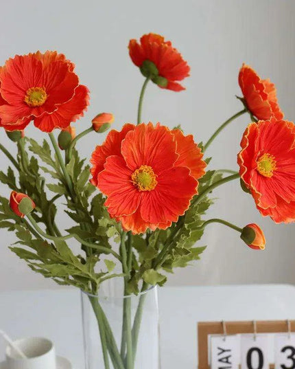 Elegant Faux Poppy Arrangements with Lush Greenery for Timeless Home Decor and Thoughtful Gifts