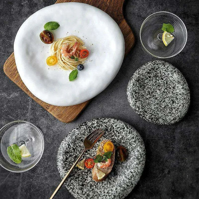 Elegant Irregular Japanese Ceramic Plate Set - Redefine Your Dining Experience