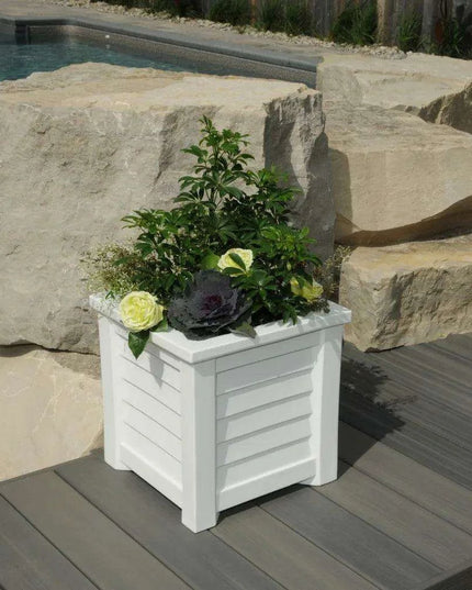 Coastal Elegance 16" Self-Watering Square Planter - Ideal for Outdoor Gardens