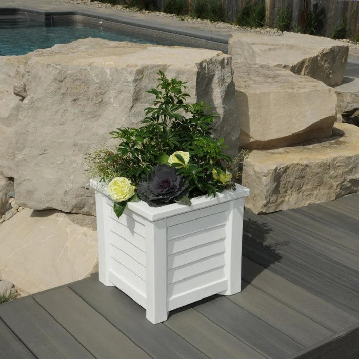 Coastal Charm Self-Watering Polyethylene Square Planter 16" - Weatherproof Outdoor