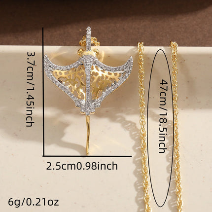 Creative Two-Color Devilfish Pendant Necklace Made of Copper. Batfish Necklace Suitable for Daily Casual and Ocean Style Outfits creative-two-color-devilfish-pendant-necklace-made-of-copper-batfish-necklace-suitable-for-daily-casual-and-ocean-style-outfits