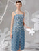 Chic Embroidered Denim Evening Gown with Diamond Detailing - Summer 2024 Edition