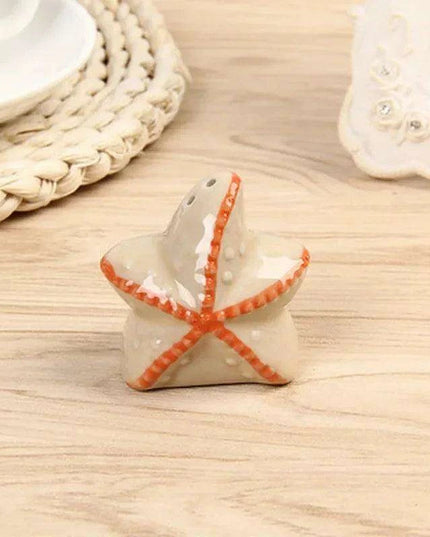 Whimsical Starfish Ceramic Salt and Pepper Shakers - Nautical Kitchen Decor