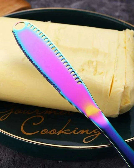 Colorful Stainless Steel Spreader Knife with Unique Hole Design - Effortless Butter and Cheese Application!