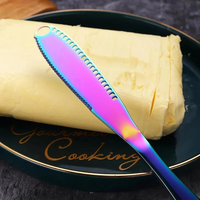 Vibrant Stainless Steel Butter Knife with Innovative Hole Design - Perfect for Spreading Butter and Cheese