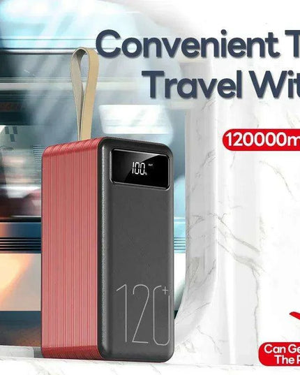 120Ah Mega Power Bank - High-Speed Portable Charger for iPhone & Huawei