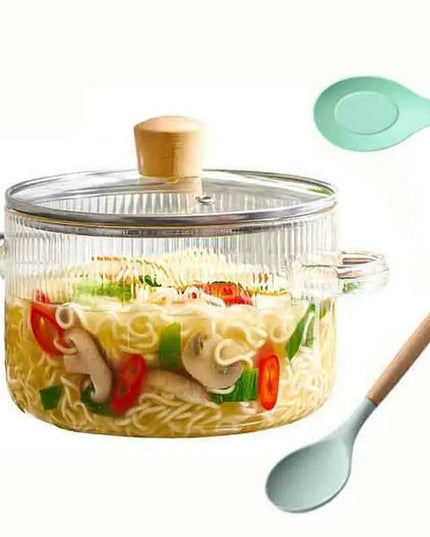 Multi-Functional 1.6L Heat-Resistant Glass Cookware Set for Soups, Porridge, and Noodles